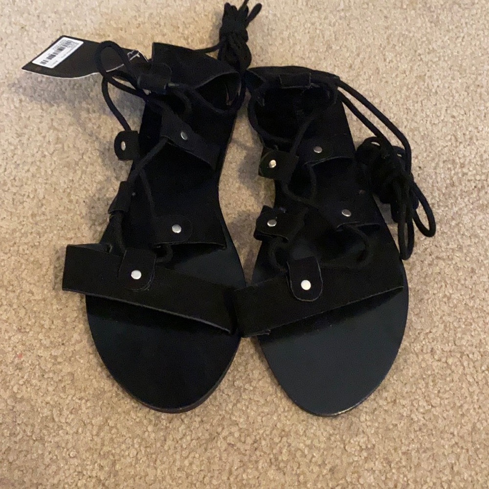 NWT Black lace up sandals